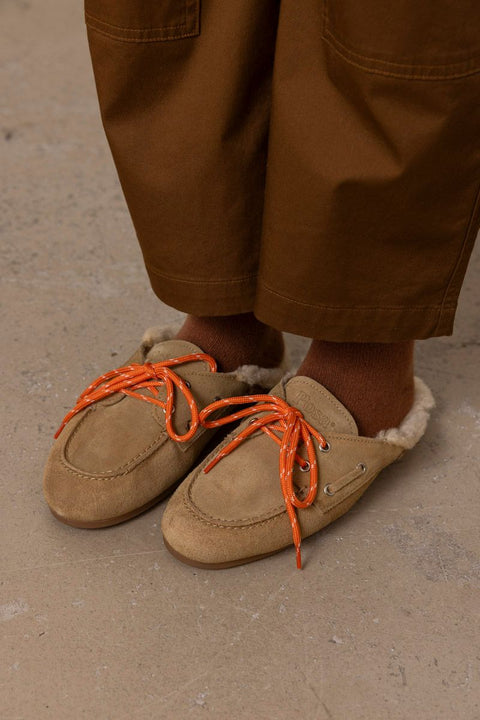 Sko - Boat Loafer Mule Fur Desert Tan