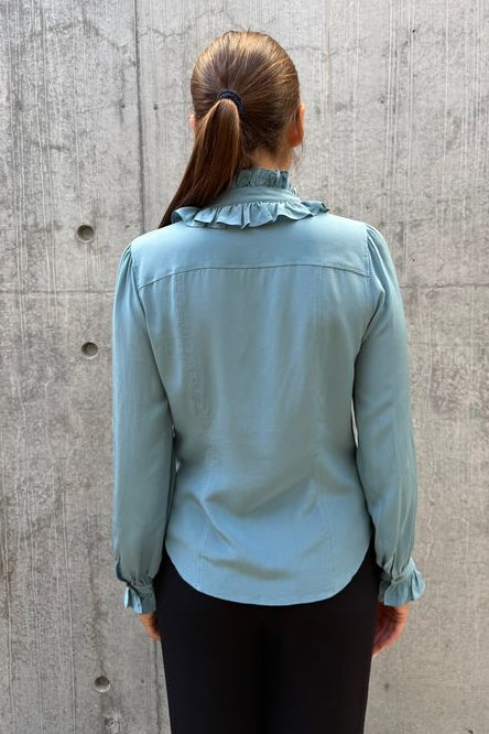 Bluse - Catroux LS Silk Blouse Heron