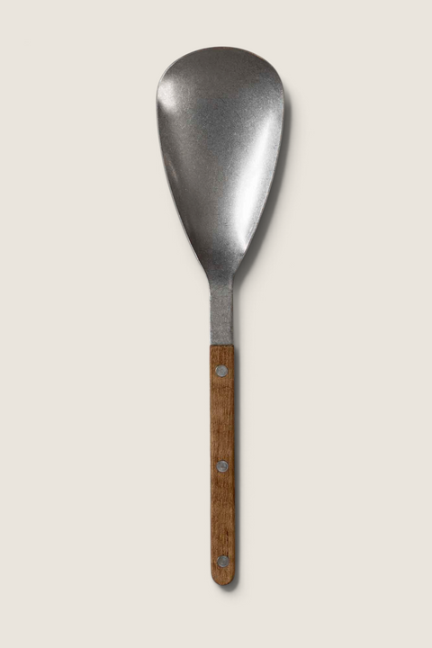 Bolina Bistrot Vintage risskje i rustfritt stål med teak-håndtak og synlige nagler, 25 cm lang.