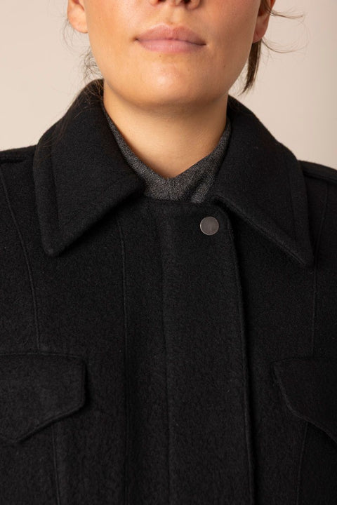 Jakke - Cropped Wool Blend Black