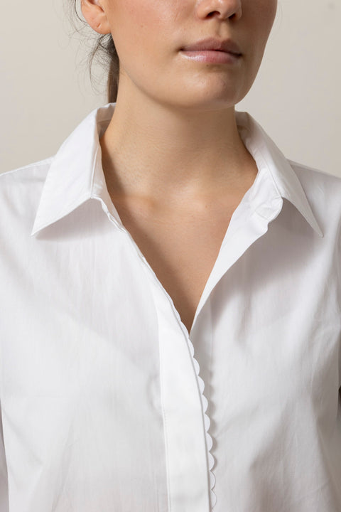 Skjorte - Scallop Detail S/S Shirt White
