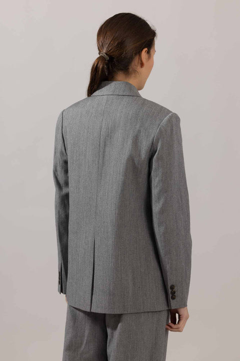 Blazer - Twill Double Breasted Stone Grey