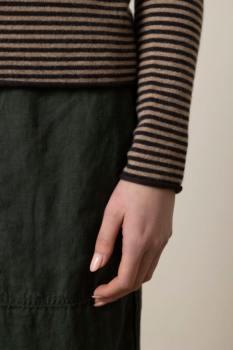Genser - Stripe Wool Cashmere Neat Brown Umber/Biscuit