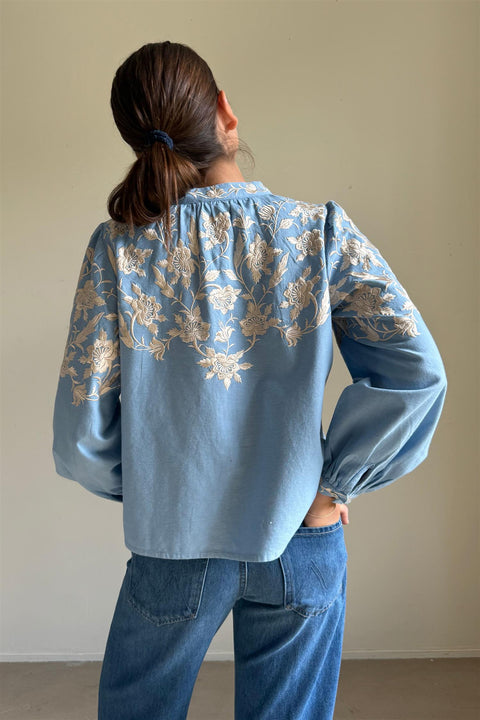 Skjorte - Alina Lace L/SLV Shirt Blue
