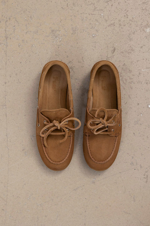 Sko - Boat Loafer Brushed Suede Camel