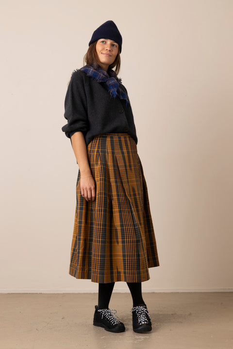 Skjørt - Space Dyed Check Wrap Skirt Golden Brown