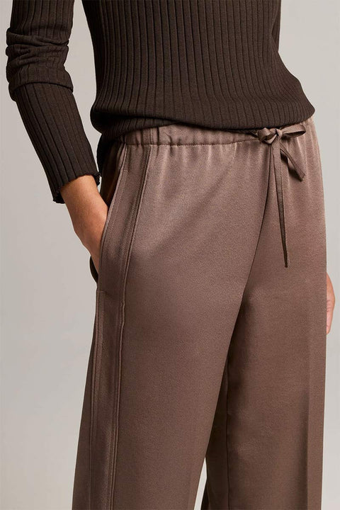 Bukse - Mid Waist Shine Crepe Pull On Taupe Haze