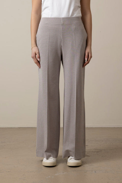 Bukse - Flared Trousers Coolmax Seersucker Tobacco/White
