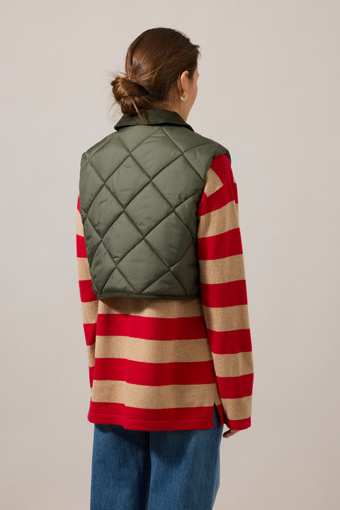 Vest - Big Quilt Cropped Raydon Gilet Olive