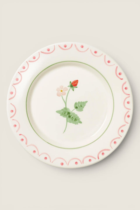 Tallerken - Cottage Flower Wild Strawberry 22cm Red