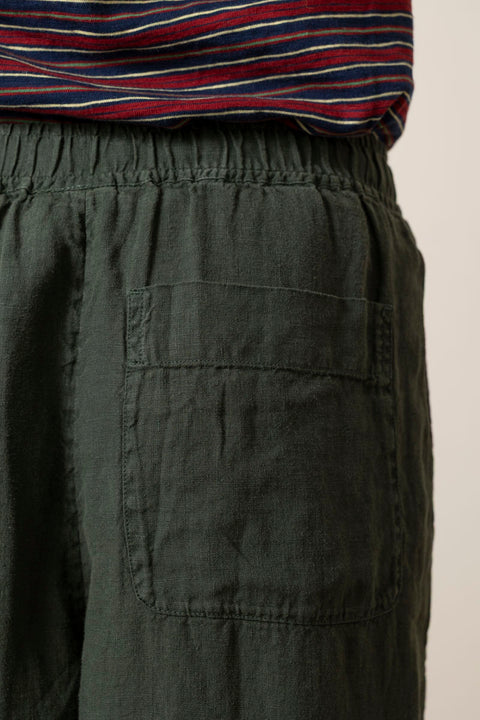 Bukse - Barrel Leg Garmet Dyed Linen Trousers Dark Olive
