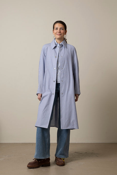 Jakke - Gayle Stripe Poplin Trench Blue Stripe