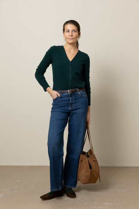 Cardigan - Satin Button V-Nk Cardi