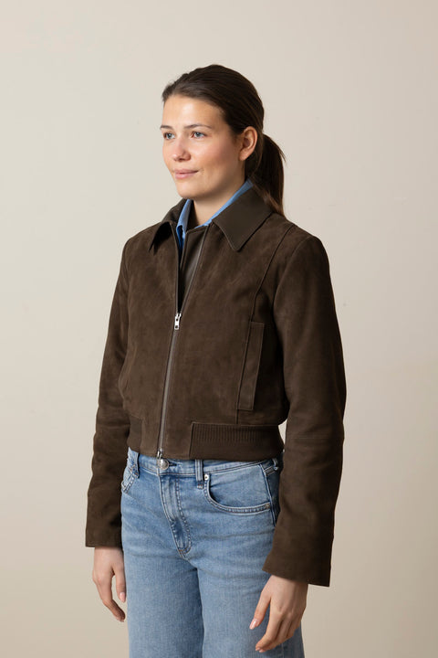 Jakke - Suede Shrunken Bomber Willow