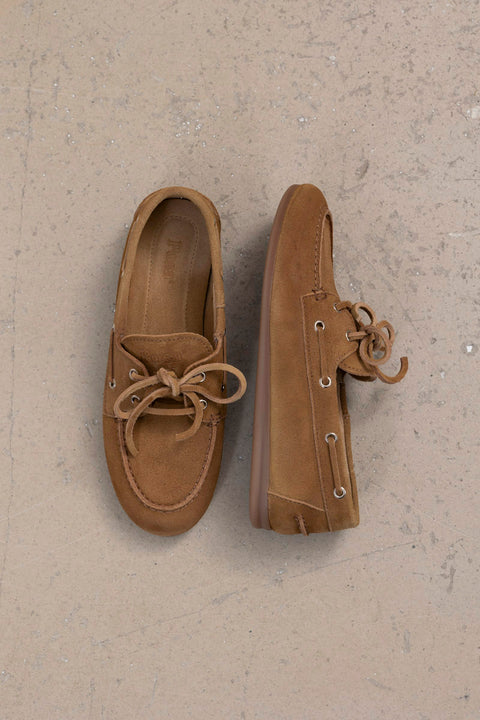 Sko - Boat Loafer Brushed Suede Camel
