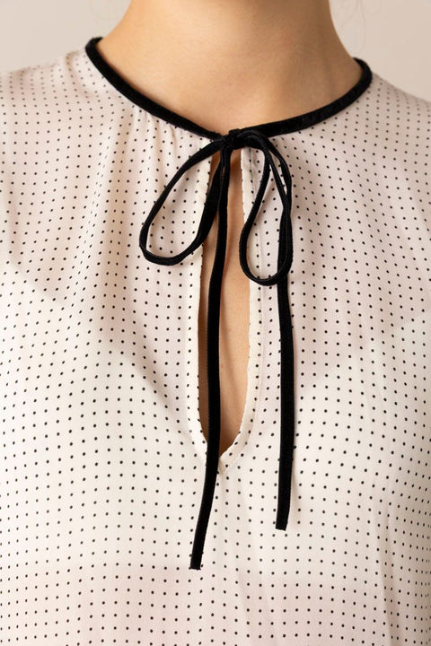 Bluse - The Tie Puff Sleeve Blouse Ecru