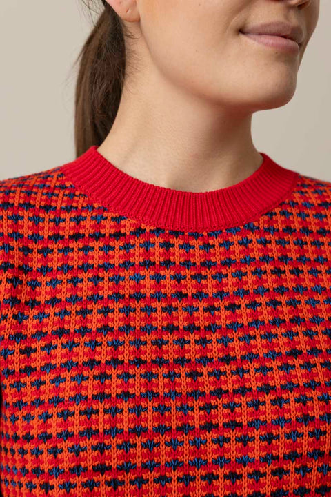 Genser - Jacquard Knitted Top Red Multi