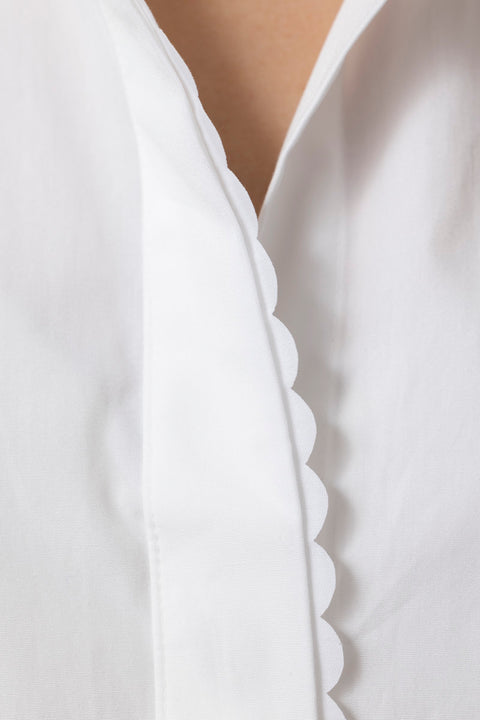 Skjorte - Scallop Detail S/S Shirt White