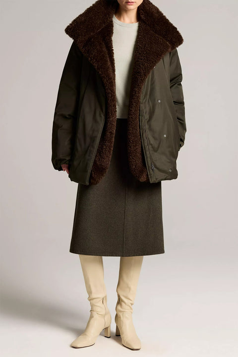 Jakke - Fur Lined Puffer Dark Moss