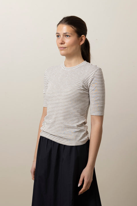 T-skjorte - Striped Elbow SLV Crew Tapenade Combo