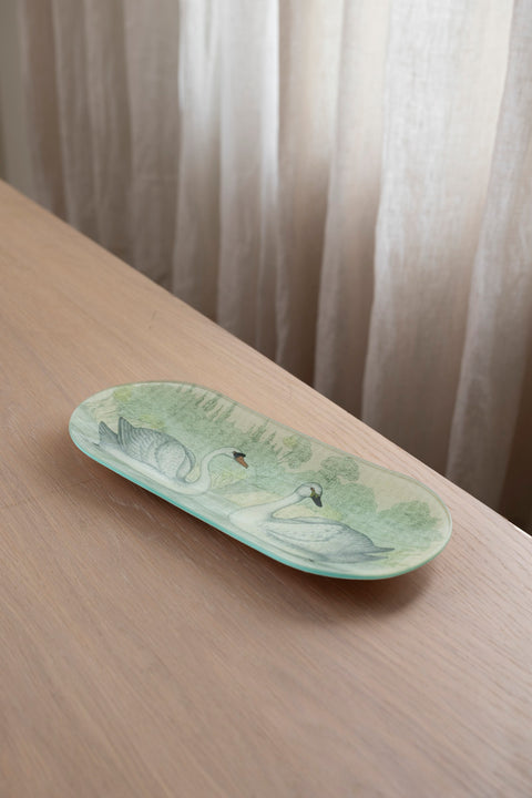 Glassfat - Decoupage Swans