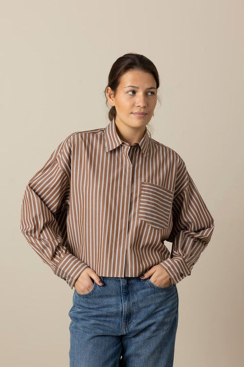 Skjorte - Marin Cropped Striped Shirt