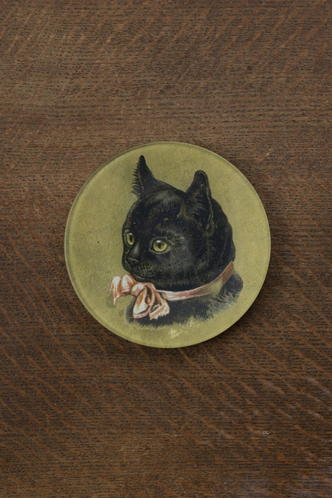 Glassfat - Decoupage Black Kitten