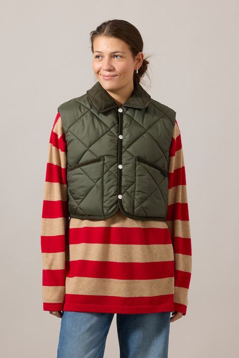 Vest - Big Quilt Cropped Raydon Gilet Olive