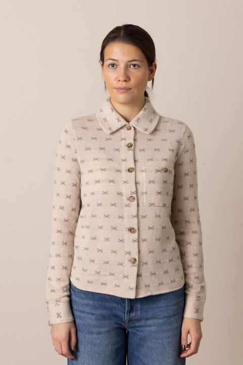 Cardigan - Dylan Tweed Shirt Sandstone Combo