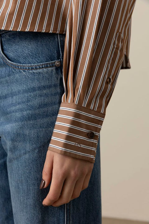 Skjorte - Marin Cropped Striped Shirt