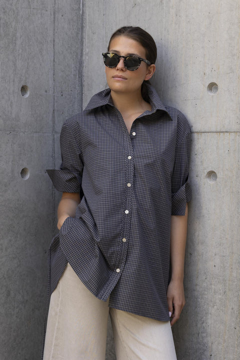 Skjorte - Sebastiana Check Poplin Charcoal Check