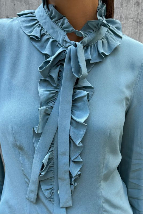 Bluse - Catroux LS Silk Blouse Heron