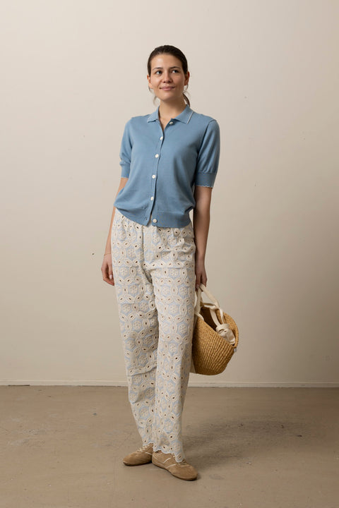 Bukse - Ava Pant Embroidery Blue Eyes