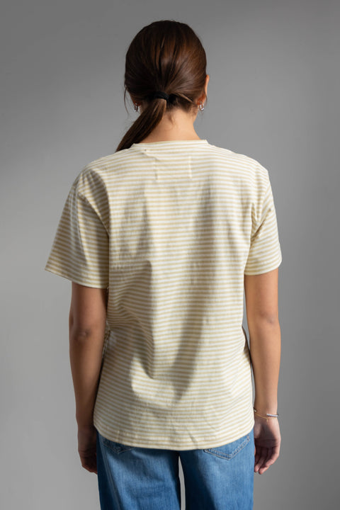 T-skjorte | Classic Circular Tee Striped Pure Ecru