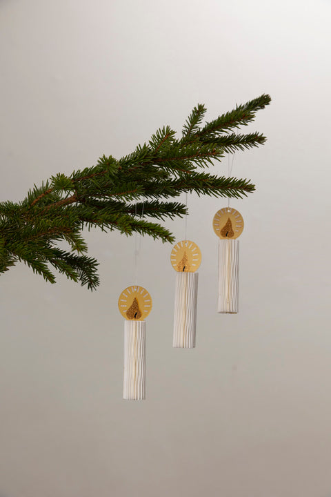 Juletrepynt - Honeycomb Candles 3pk Cream