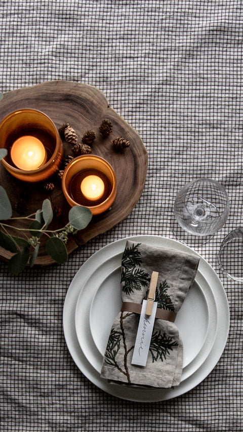 Serviett - Kvist 45x45cm Grå/Grønn