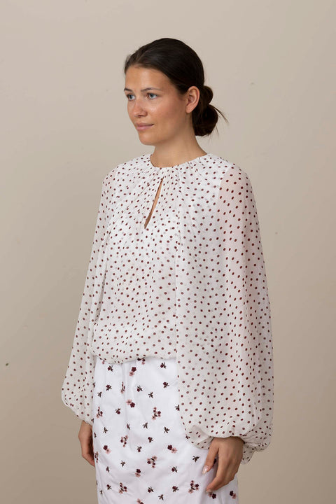 Bluse - Dancing Dots Blouse Small Bordeaux Dot