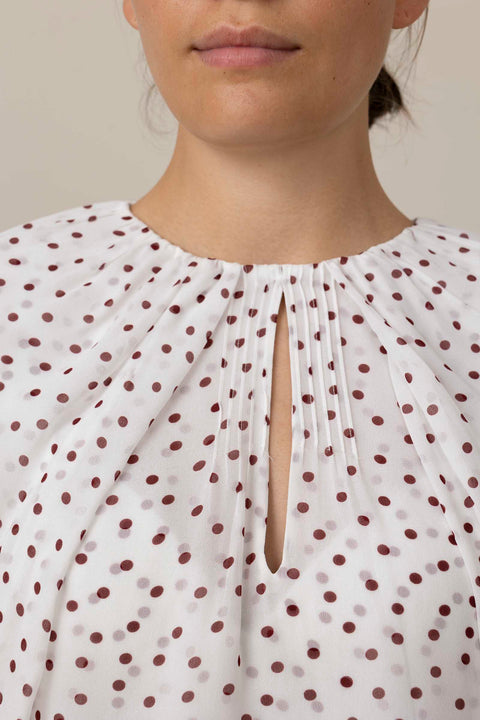Bluse - Dancing Dots Blouse Small Bordeaux Dot