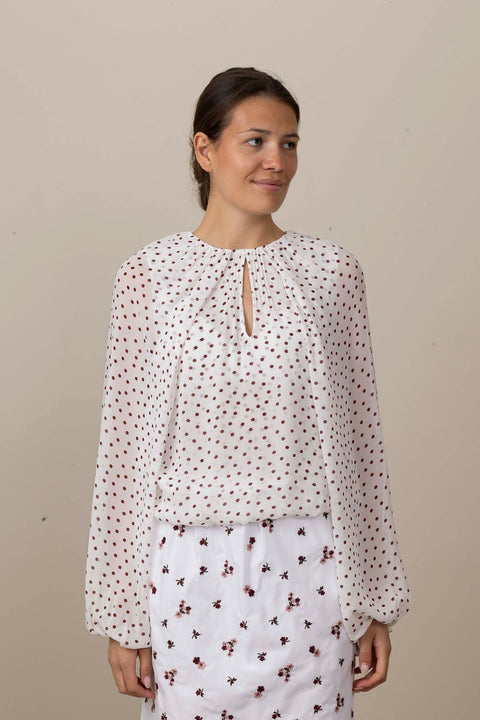 Bluse - Dancing Dots Blouse Small Bordeaux Dot