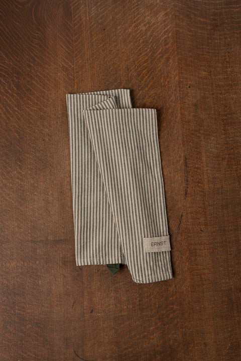 Kjøkkenhåndkle - Striper Grønn/Beige