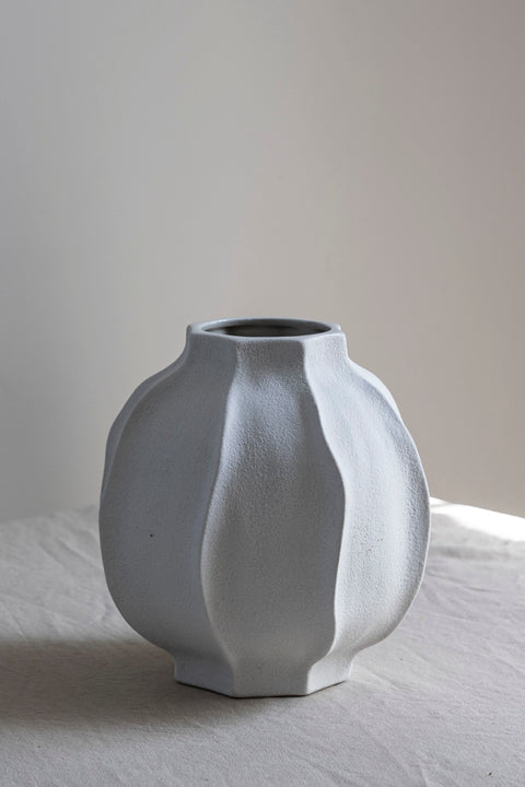 Vase - Struktur H24cm Hvit