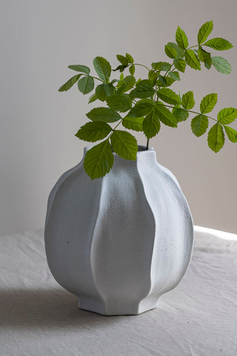 Vase - Struktur H24cm Hvit