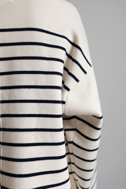 Genser - Cotton Storm Knit Vanilla Navy Stripe