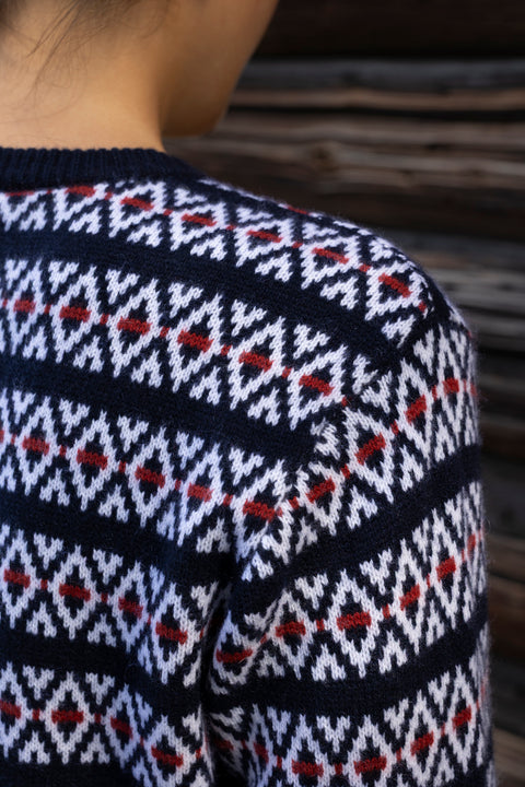 Cardigan - The Cashmere Cardigan Navy Fairisle