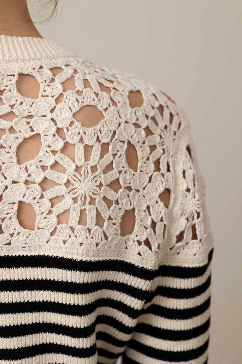 Cardigan - The Coastal Stripe Cardigan Cream