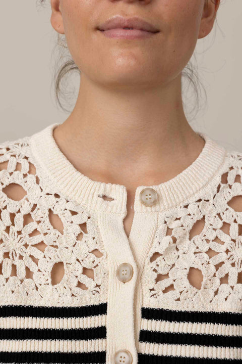 Cardigan - The Coastal Stripe Cardigan Cream