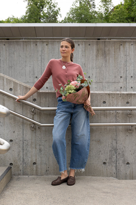Cardigan - Novelty Button Cardigan Rose Jam