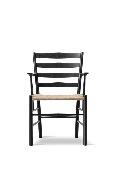 Spisestuestol - Klint Armchair 3208 Sortlakkert Eik/Naturfarget Papirgarn