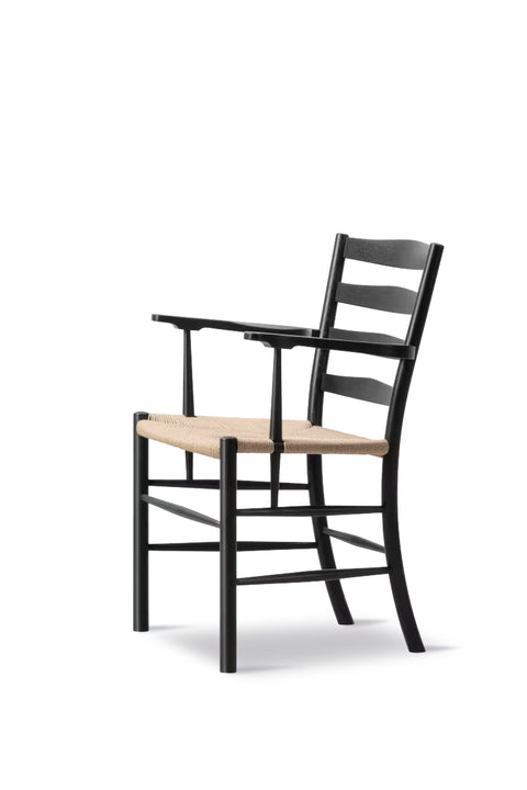 Spisestuestol - Klint Armchair 3208 Sortlakkert Eik/Naturfarget Papirgarn