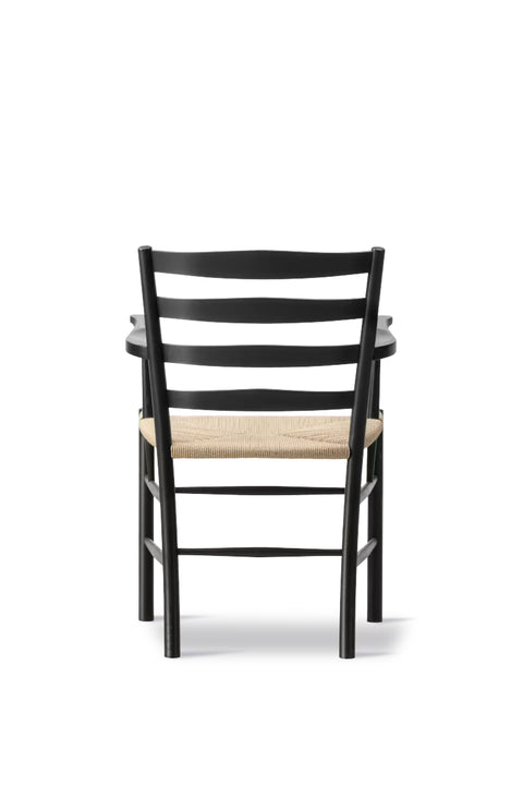 Spisestuestol - Klint Armchair 3208 Sortlakkert Eik/Naturfarget Papirgarn